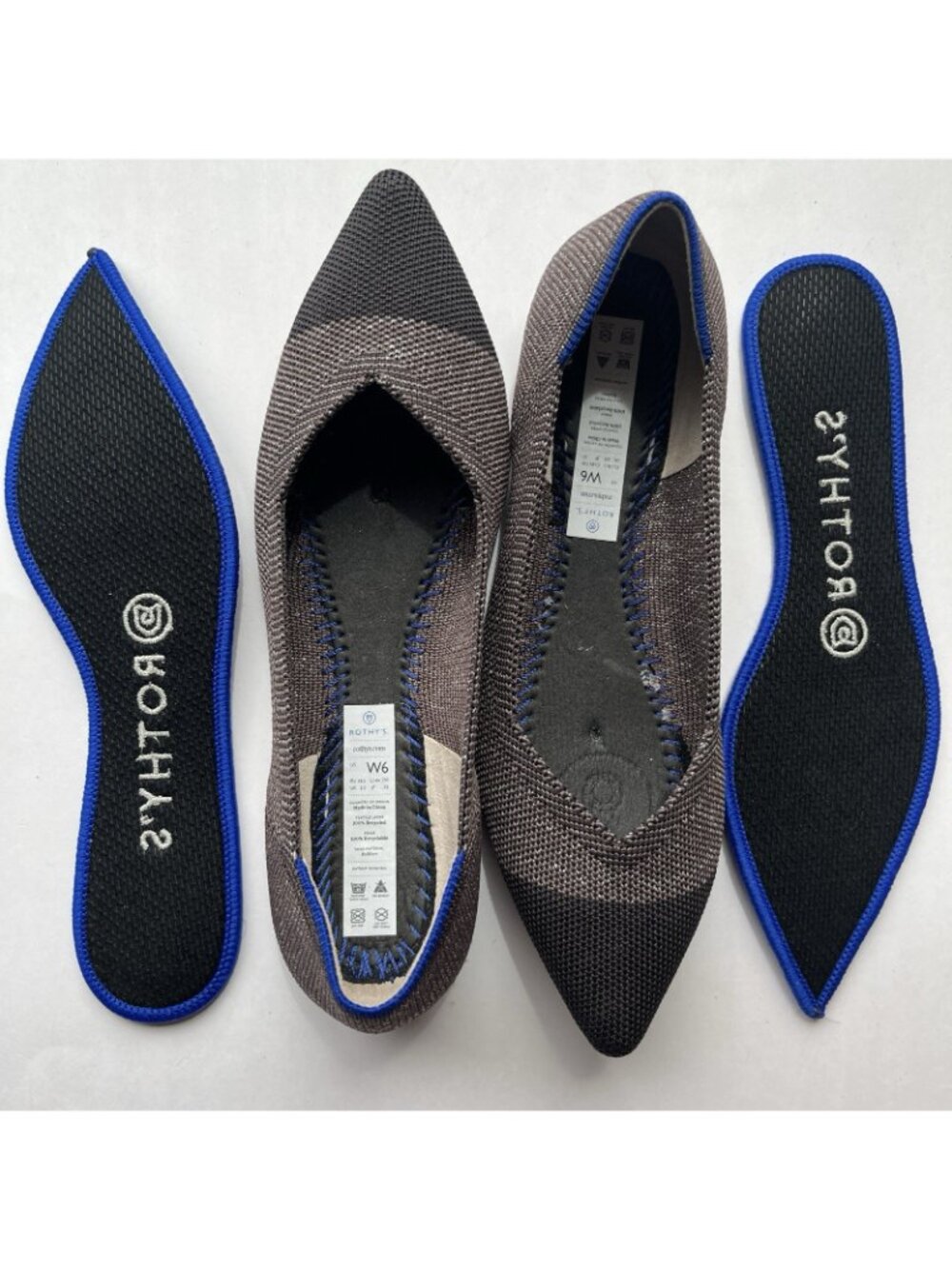 Rothy’s The Point Ballet Flats Size 6 Retired Twilight Metallic Cap Toe Recycled - Picture 3 of 6